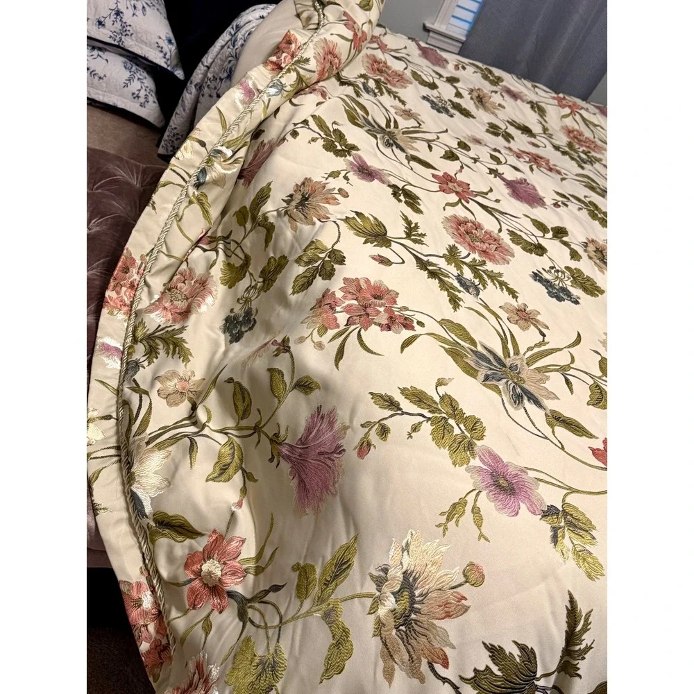 Croscill Queen Floral Daphne Comforter 2Shams Set Champagne Pink Green 3pc NWOT